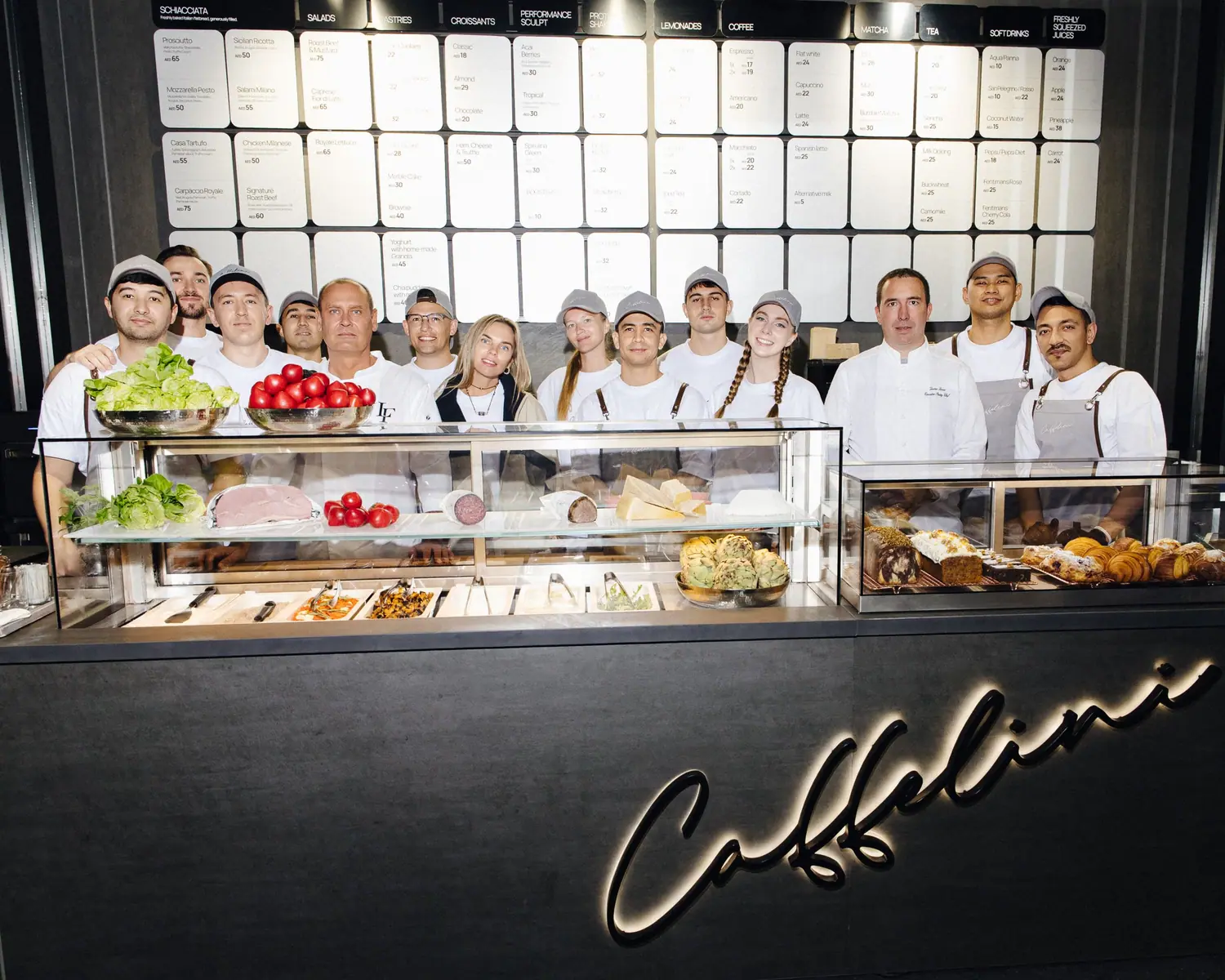 The Caffelini team behind the counter on opening day